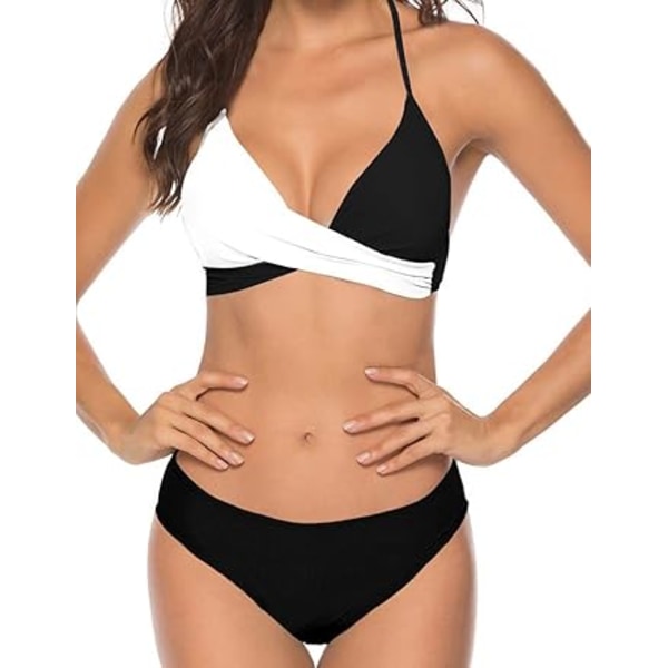 To-delt badedrakt for kvinner, push-up, slankende trekantbadedrakt, klassisk blomstrete bikini sett, chic