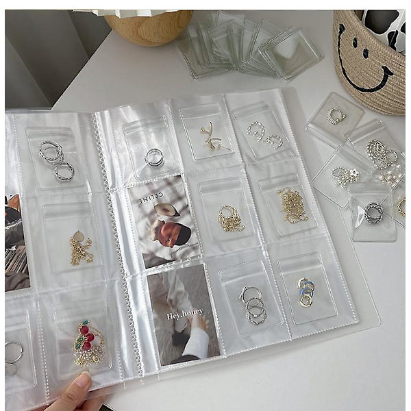 Transparent Smyckesförvaring Bok Rutnät Anti Oxidation Smyckesförvaring Organiser Väska 100PCS