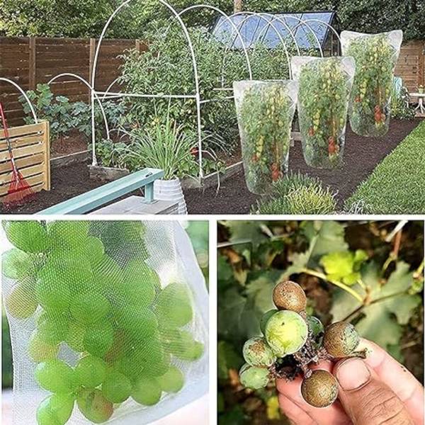 2-pack Insekts- och fågelskyddsnät med dragsko, trädgårdsnät för att skydda växter, frukt och blommor