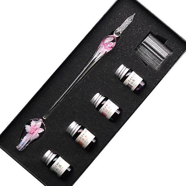 Glas Kalligrafi Pen Krystal Glas Dip Blæk Pen Sæt Ikke-kulstof Blæk Signatur Penne 7PCS
