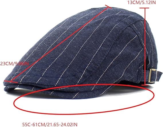Presset bomulls caps for menn - Flat hatt - Sommer beret - marineblå