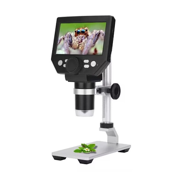 Digitalt mikroskop 4,3 tum HD 1000X 10MP kamera 8 LED-lampor USB professionellt bärbart elektroniskt mikroskop för klockreparation (64G SD-kort, Windows och