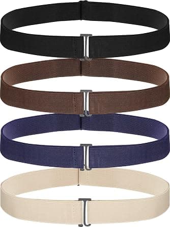 4-pack osynliga dam-bälten utan spänne, elastiska stretch-midjebälten med platt spänne