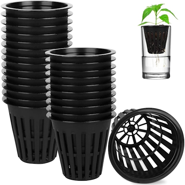 50 st svarta plastkrukor för hydroponisk plantering