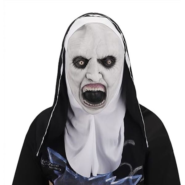 Nonne Skræmmende Latex Maske Halloween Fest By Nonne Maske Cosplay Kostume Fuld Hoved Uhryggelig Maske Heksemaske Zombie Ond Udklædning