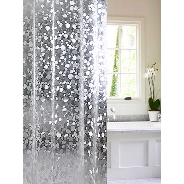 80 x 180 cm Duschdraperier Mögelbeständig Mjölresistent EVA Badrumsdraperi Foder 3D-effekt Klar Pebble Heavy Duty Duschdraperi med 3 Magneter,W
