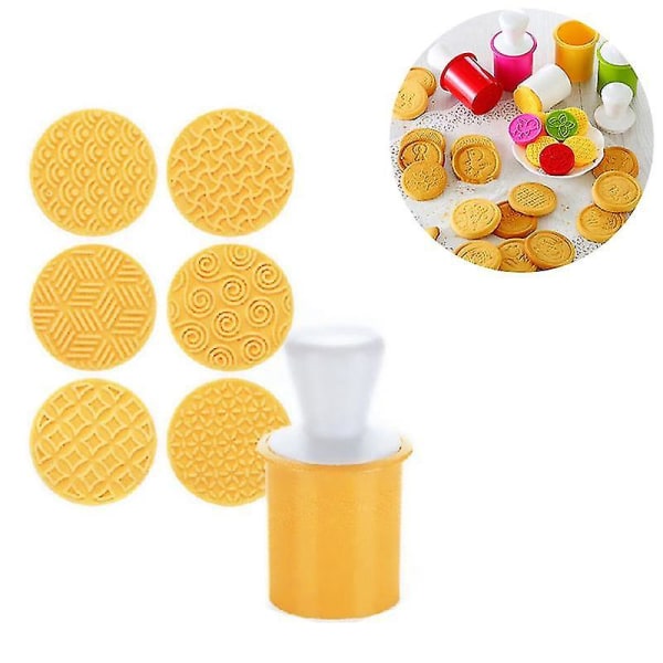 6 st DIY kakstämpelform Präglingsform Kakform 3d-skärare Kök yellow