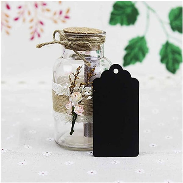 Kraft Gavemærker (Sort) - 100 stk. - 5x3CM Blank Mærker til Gaver