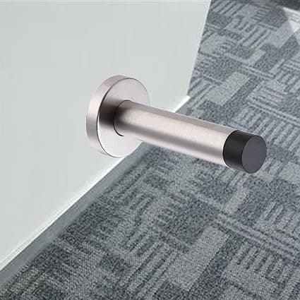 3-delt cylindrisk dørstopper i gummi (80 mm, perforeret/ikke-perforeret dobbeltfunktion), forkromet sølvfarvet dørstopper til skiløb, kraftig rustfrit stål s