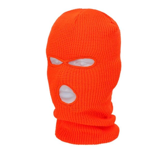 Full Face Skimaske Vinterhue Balaclava Hætte Beanie Varm Taktisk Hat 3 Huller orange