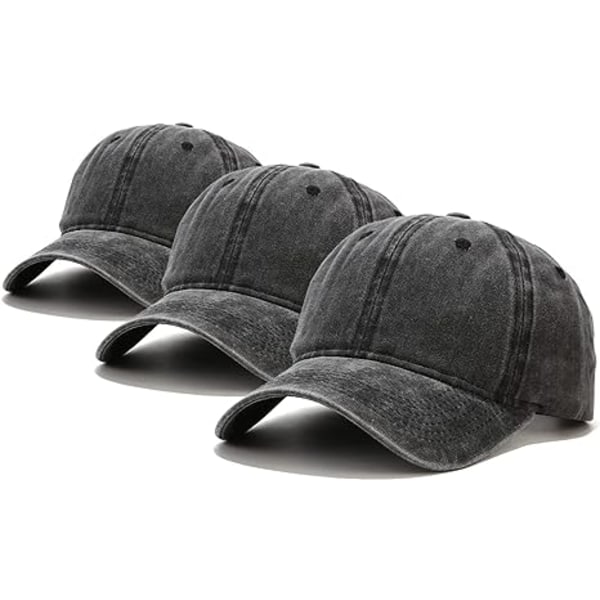 3-pack cap Vintage Distressed Low Profile Ostrukturerad bomull Dad Hat Justerbar för kvinnor män