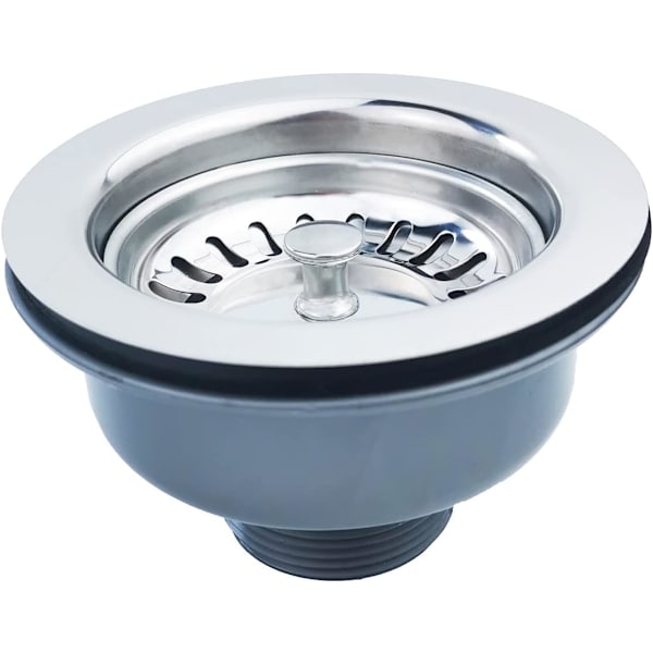 Vask Kollektion, 114mm Rustfrit Stål og PVC Køkkenvask Kurve Si Prop Affald G1½\"