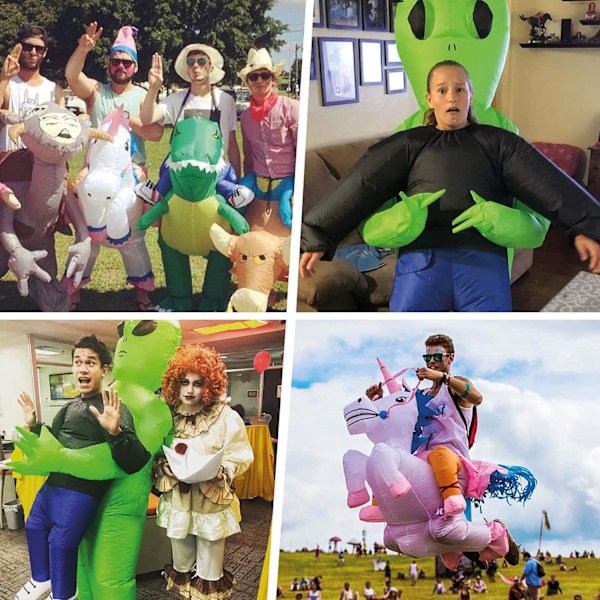 Uppblåsbar Alien-dräkt | Ovanlig uppblåsbar dräkt | Premiumkvalitet | Vuxenstorlek | Polyester | Bekväm att bära | Tålig | Uppblåsningssystem