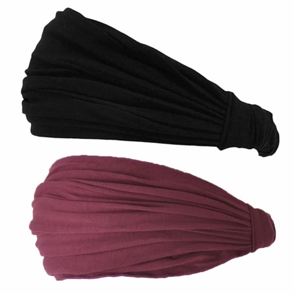 Musta & Maroon 2 kpl Japanilainen Bandana Pääpanta Miehille ja Naisille – Mukavat Hiuspannat Joustavalla ja Varmalla Istuvuudella, Ihanteelliset Juoksijoille, Kuntoiluun ja Urheiluun