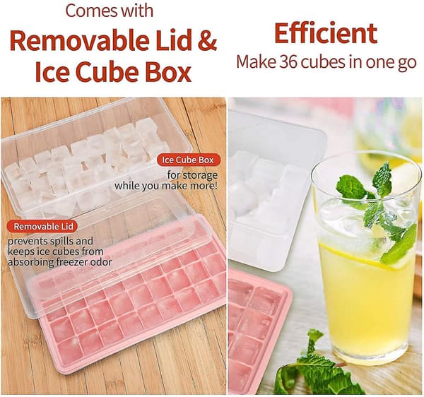 Silikonform för isbitar med lock och behållare Pink 77 grids