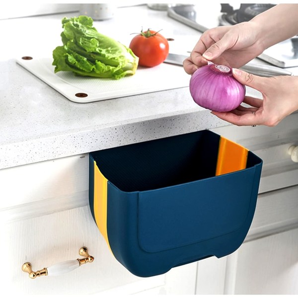 Mini soptunna för köksskåpsdörr, liten hopfällbar soptunna under diskbänk, väggmonterad hopfällbar soptunna - mini sopbehållare för skåp/B