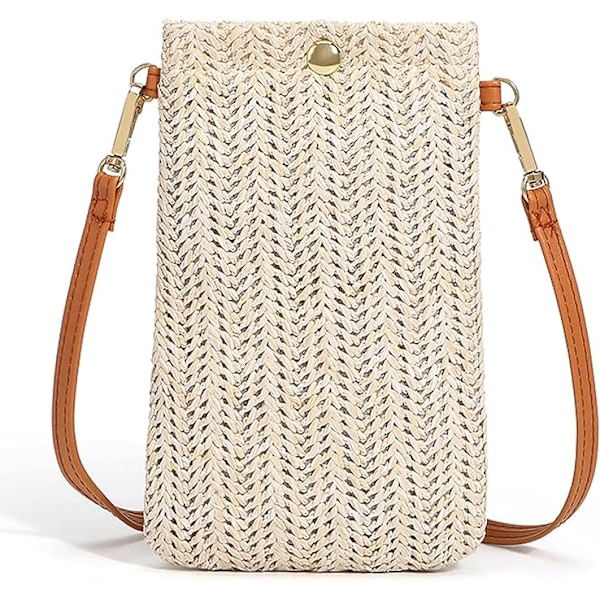 Valkoiset olkalaukut, naisten rennot olki- ja punotut laukut, punotut crossbody-laukut, puhelinlaukut