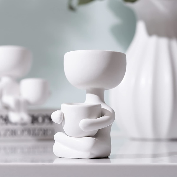 Humanoid Keramisk Blomkruka Växt Suckulent Blomkrukor Kreativ Blomkruka white middle