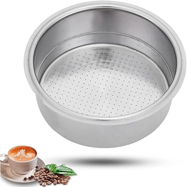 Rostfritt stål kaffefilter för två personer, 51 mm dubbelskikts trycksatt filterkorg, italiensk espressofilterkorg, lämplig för bärbart kaffe