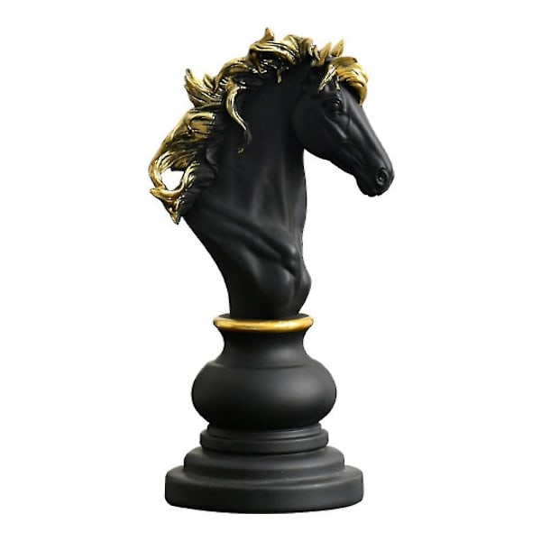 Sjakk Konge Dronning Springer Resin Håndverk Internasjonal Sjakk Statue Skulptur Black Knight