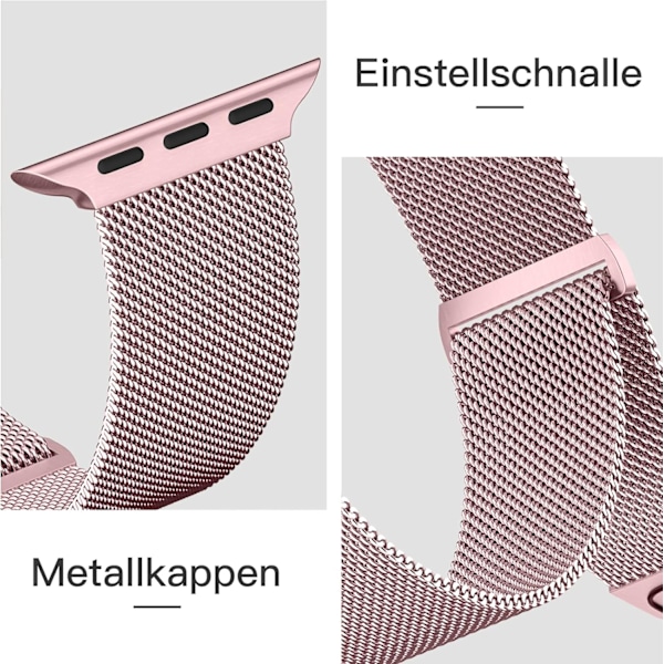 Guld/roséguld metallarmband kompatibelt med Apple Watch-rem 42/44/45MM för kvinnor och män, mesh i rostfritt stål för iWatch/Apple Watch Series 8/7/6