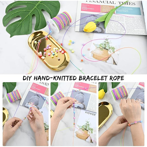 85m 1.2mm fargerik elastisk perlesnor, elastisk snor regnbue perlesnor, brukt til å lage halskjeder og armbånd, barns smykkeproduksjon, DIY h