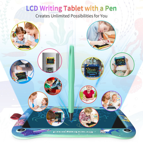 LCD Skrivetablet 9 tommer Farverig Skærm Digital Skriver Elektronisk Grafik Ocean Skriveplade Doodle Blue