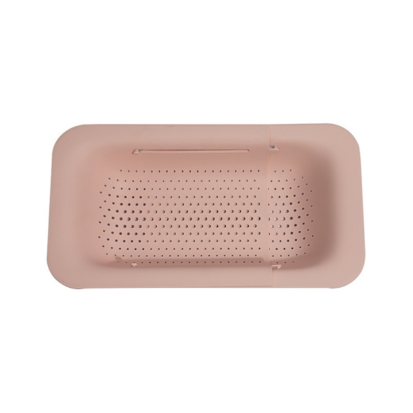 Sil over vasken silkurv for drenering av pasta, frukt og grønnsaker, rosa