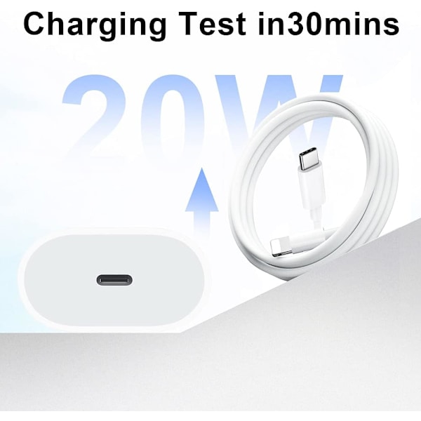 USB C Snabbladdare - 20W PD Snabbladdare med 1,8m C till Lightning Kabel Typ C Laddadapter för iPhone 14/14 Plus/14 Pro/14 Pro Max/13/12/11/SE/iPad
