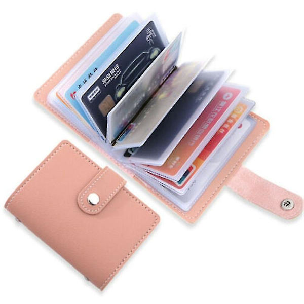Tyverisikret ID Kreditkortholder Mode Dame 26 Kort Slank PU Læder Lomme Etui Pung Tegnebog Red