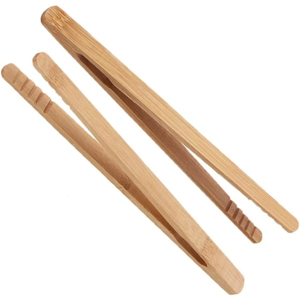 2 Stycken 7 Tum Bambu Brödrost Tänger för Toast Pickles Te Matlagning Kökstänger