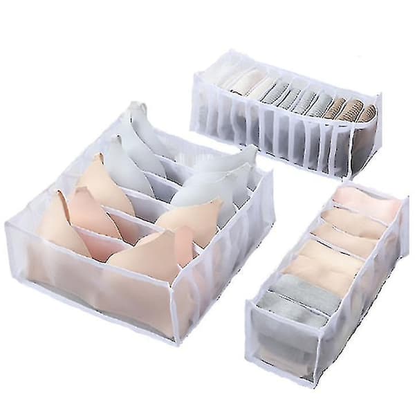 Underkläder BH Organizer Förvaringslåda Låda Förvaring Lådor Underkläder Vit 3-piece set