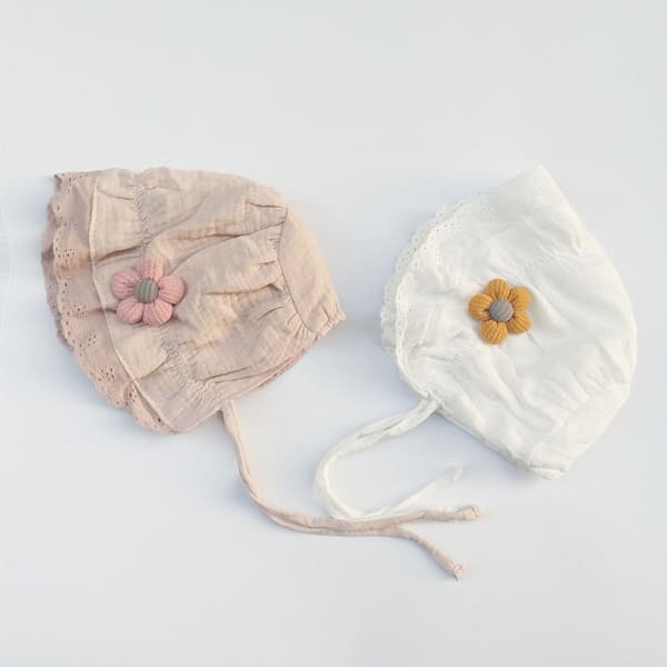 Spets Solros Sommar Baby Cap (vit 0 - 4 månader) flicka bomull Solkeps nyfödd Babykeps