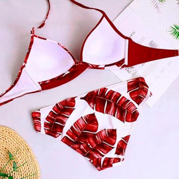 Kvinnors baddräkt 2 delar sexig triangelbikini enfärgad hög midja badkläder push-up strandbikinis mode badkläder set sexig brasiliansk bikini plus