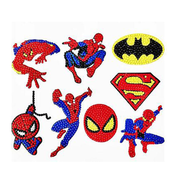 (Pack of 8, Spiderman) Diamond painting för barn DIY-målning av Numbers 5D diamantklistermärken Konst och hantverk för barn