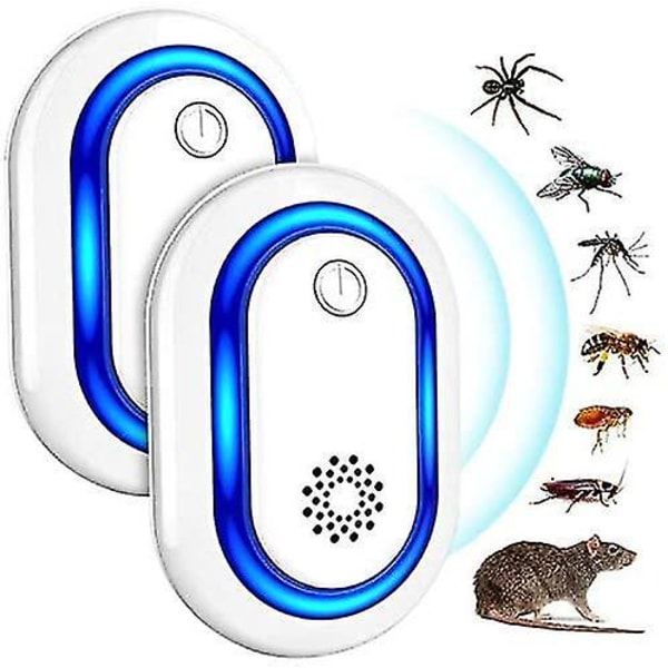 2 st Ultraljuds insektsmedel Ultraljudsmus Ultraljudsavstötare för utomhuskatter Insekts- och djuravvisande medel EU Plug
