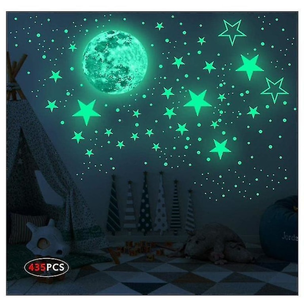 Glow In The Dark Stickers 435st Luminous Dots Stars Moon Wall Stickers green