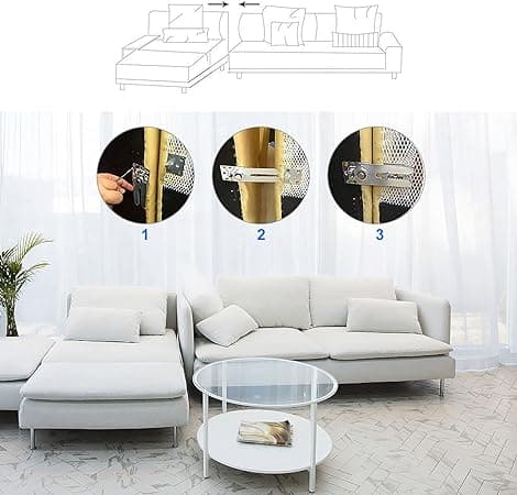 8 stk. Seksjonskobling for sofa, galvanisert jern sofaseksjonskoblinger, møbelkobling sofakoblingsklips (14 cm × 5,6 cm)