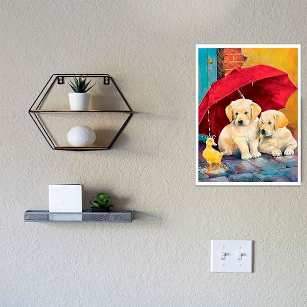 DIY 5D Timanttitaide Punainen Sateenvarjo Koiramaalaussetti Täydet Timantit - 30x40cm, Kristallivesi Timanttikirjonta Ristikko Kirjonta Käsityö Maalaus Kuva