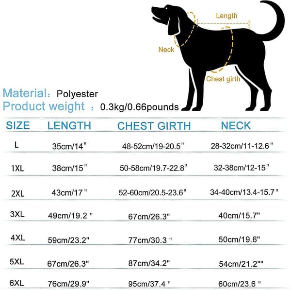 Ekstra Stor Regnjakke til Hund med Hette og Refleksstriper, 100% Vanntett 6XL
