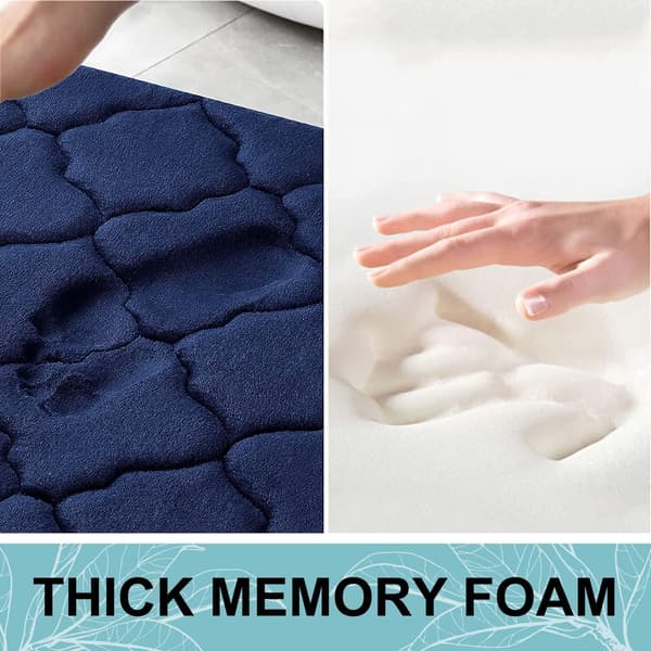 Skridsikkert badeværelsestæppe, Memory Foam badeværelsestæppe, Absorberende badeværelsestæppe, Maskinvaskbart - 50x80cm, Navy
