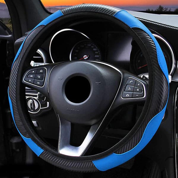 Rattmuff i mikrofiberläder, halkfri, universell, konstläder för biltillbehör utan innerring Blue