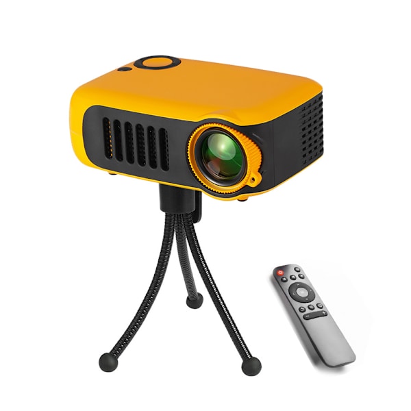 Mini Projektor med Stativ Oransje 1 stk, 5500 lumen AKIYO LED Bærbar 1080P Projektor Støtte, Hjemmekinoprojektor