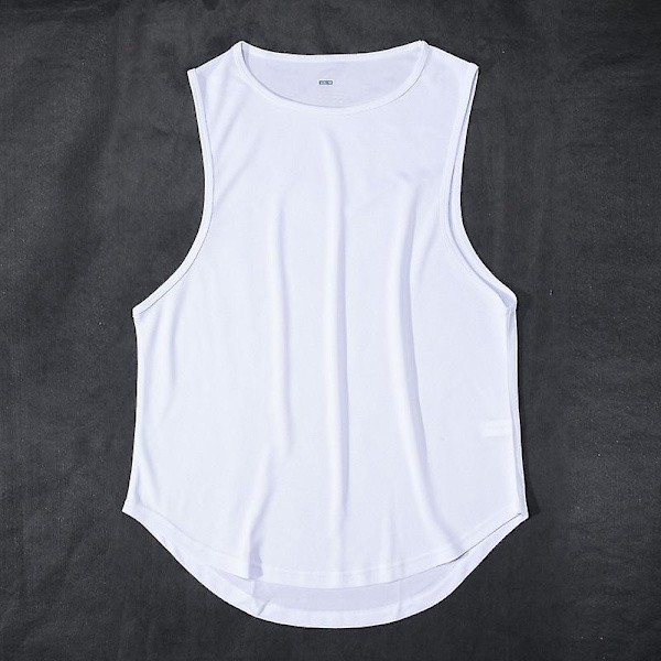 Herr Tank Top Ärmlös T-shirt Väst Toppar Snabbtorkande Svettbeständig Sport Undershirt För Löpning Fitness Gym White XXXL