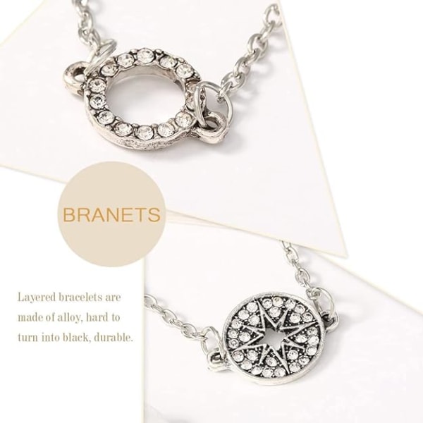 Kristallarmband Set Silver Leaf Armband Pil Bangle Star Handkedja Smycken för Kvinnor och Flickor 5 st