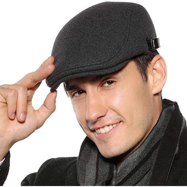 Flat Top Beret Justerbar Flat Top Hat Efterårskort - Ensfarvet Grå Justerbar
