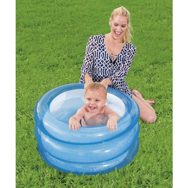 Rundt badebasseng 3 ringer med oppblåsbar bunn 70 x 30 cm, 2 assorterte farger