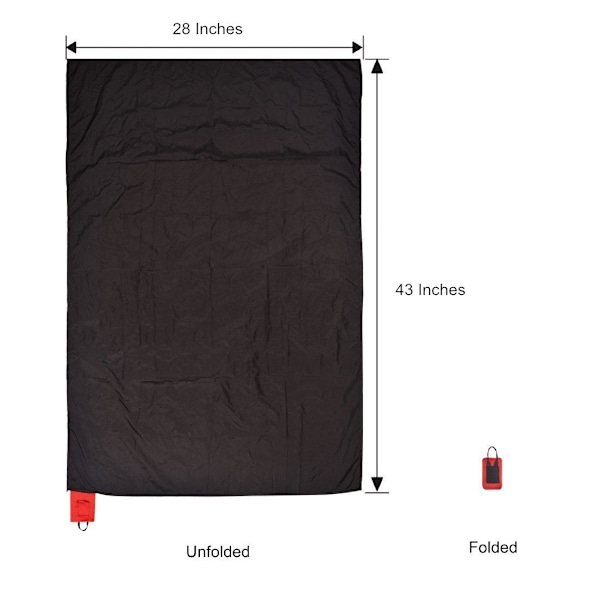 Mini Lomme Piknikpledd (Blå), Bærbar Strandmatte, Ultralett Maskinvaskbar Strandpledd for Reise, Strand, Park, Camping, Fotturer 70x110cm