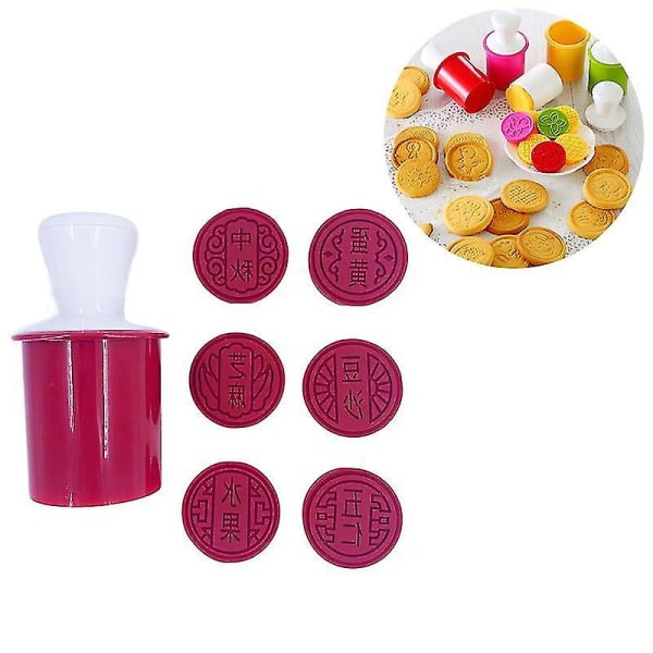 6 stk. DIY Kakeform Stempel Pregeform Kake 3D Kutter Kjøkkenverktøy rose red