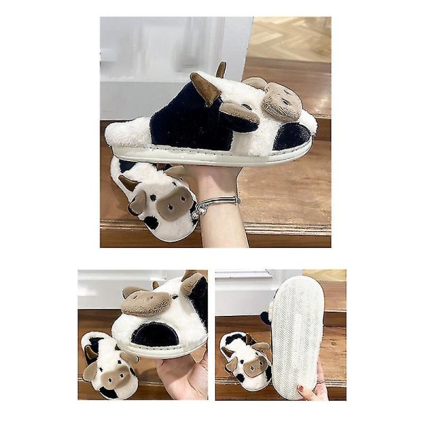 Fuzzy Ko Slippers Søde Varme Behagelige Bomuldssko Dyreform Slip-on Hjemmesko Til 40 41